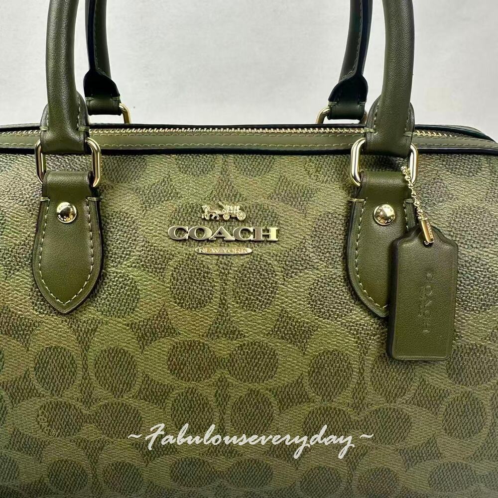 Coach Rowan Satchel Crossbody Bag In Signature Canvas/Gold/Olive CV961 NWT - Picture 5 of 9